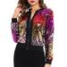 Women Sequin Jackets Sparkly Bomber Jackets V-Neck Long Sleeve Zipper Glitter Clubwear Fashion Coat