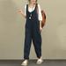 Women Summer Cotton Linen Rompers Jumpsuits Vintage Sleeveless Backless Overalls Strapless Plus Size Playsuit