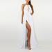 Winnereco Sling Women Floor Length Dress Split Backless Halter Gown (White M)
