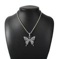 Butterfly Necklace Chain Vintage Rhinestone Butterfly Pendant Necklace for Women
