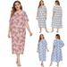Womens Floral Nightgown Plus Size Short Sleeve Lace Square-neck Pajamas Nightshirt Sleepwear Night Dress Sleepshirt