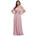 Ever-Pretty Women's Plus Size Ruffle Side Split Long Wedding Prom Gowns for Women 0968 Mauve US26