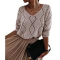Mojoyce Solid Color V-neck Sweater Hollow Long Sleeve Women Knit Jumper (Pink M)
