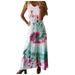 Follure Women's Round Neck Print Daily Casual Sleeveless Vintage Bohemian Maxi Dress