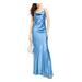 JUMP Womens Blue Solid Spaghetti Strap Square Neck Full-Length Mermaid Formal Dress Size L