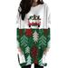 Christmas Mini Dress Pockets Dresses Christmas Tree Print Tunic Loose Festival Santa Party Dress Snowflake Print Dress Crew Neck Leisure Loose Shirt Dresses