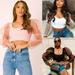 HOT Women Summer Puff Ruffle Crop Top T Shirt Sheer Mesh Off Shoulder Blouse Top crop top 2020