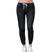 Womens Jogger Denim Pants Elastic Drawstring Waisted Stretchy Casual Jeans Summer Slim Fit Jeggings Plus Size S-5XL Black 3XL