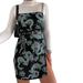 Taicanon 1 PCS Summer New Americann and Europea Flower Dragon Print Split Strap Dress for Women(Green-L)