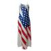 QunButy American Flag Dress Women July 4th Patriotic Plus Size Maxi Dress Independence Sleeveless V Neck Tank Long Dresses