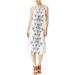 MAISON JULES Womens White Embroidered Spaghetti Strap Square Neck TeaLength ALine Dress Size: M