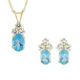 Jewelili 10K Yellow Gold Oval Sky Blue Topaz with Round Created White Sapphire P our handcrafted jewelry for women sister, grad teenager, birthdays & promise proposals are curated high quality forever