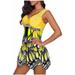 Plus Size Women's 3D Butterfly Print 2 Piece Swimsuits Swimwear Tankini Swimdressesï¼ŒS-5XL