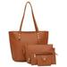 Zewfffr 4pcs/set Solid Color Litchi Pattern Women Shoulder Handbags Clutch (Camel)