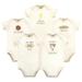Touched by Nature Baby Boy or Girl Unisex Baby Organic Cotton Bodysuits, 5-Pack