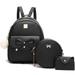 Girls Bowknot 3-Pieces Fahsion Leather Backpack Backpack Purse for Women Rucksack for Ladies Shoulder Bag Black