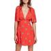 Free People Mockingbird Embroidered Mesh Inset Minidress Orange