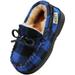 NORTY Toddler Boys Girls Unisex Fleece Plaid Moccasin Slip-on Slipper - Runs 2 Sizes Small 40917-8MUSToddler Royal Blue Buffalo Plaid