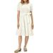 Allegra K Women's Peasant Fit and Flare A-Line Midi Belted Ruffle Neck Dress