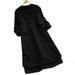 Women's Shirt Dress, Vintage Long Sleeve Solid Color Pocket Casual Loose Oversized Long Tunic Tops Blouse