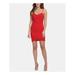 GUESS Womens Red Spaghetti Strap Sweetheart Neckline Mini Body Con Cocktail Dress Size 14