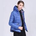 Women Hooded Jacket Puffer Coat Padded Dual Zipper Winter Warm Solid Slim Parkas Overcoat Outwear