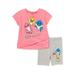 Baby Shark Baby Girls & Toddler Girls Cross-Front T-Shirt & Bike Shorts, 2-Piece Outfit Set, Sizes 12M-4T