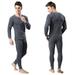 Winter Warm Long Johns Set Men Cotton Thermal Underwear Sets Tops Bottom Wear 3 Colors, Drak Gray, XXXL