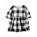 Carters Infant Girls Black & White Plaid Holiday Baby Dress With Pockets 6m