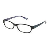 FOSTER GRANT Ladies Rectangle Black/Stripe Reader Glasses 1.25 Diopter