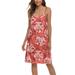 Womens Summer Floral Wrap V Neck Adjustable Spaghetti Casual Ruffle Dress