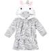 Hudson Baby Infant Girl Plush Animal Face Bathrobe, Gray Zebra, 0-9 Months