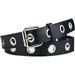 Double Grommet Belt for Women Men - PU Leather Double Prong Buckle Vintage Punk Rock Jeans Belts