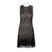 Julia Jordan Crew Neck Sleeveless Zipper Back Lace Dress-BLACK BEIGE