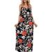 Sexy Dance Women Elastic Waist Sleeveless Maxi Dress Holiday Party Elegant Printed Strappy Cami Long Dress for Lady White S(US 2-4)