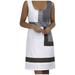 Miarhb Women Casual Shift Geometric Print Dress O-Neck Sleeveless Mini Dresses