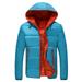 MAWCLOS Men Lightweight Puffer Jacket Thermal Windproof Drawstring Hoodie Patchwork Outdoor Hiking Outwear Snowboarding Jackets