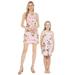 Made in Hawaii Matching Mother Daughter Luau Empire Waist Dress in Pink Flamingos in Turquoise