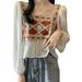 Spring Autumn Sweet Chiffon Blouse Korean Fashion Long Sleeve Blouses Women Geometric Print Shirt