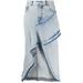 Off-White Ruffled Asymmetrical Denim Skirt in Blue