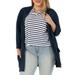 Wright's Women's Plus Size Quarter Sleeve Draped Jersey Cardigan