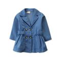 GirlÂ´s Button Lapel Coat Baby Windbreaker Autumn Winter Thick Clothes KidÂ´s Medium Long Jacket