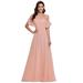 Ever-Pretty Women's A-line Short Sleeve Chiffon Beading Wedding Party Dresses for Women 00125 Pink US12