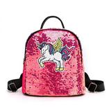 Chinatera Glitter Sequins Backpack Girls Cartoon Travel Colorful Shoulder Bag (Pink)