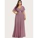 Women's Plus Size Flutter Sleeve Pleated Chiffon Dress