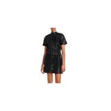 Lucy Paris Womens Faux Leather Utility Casual Dress