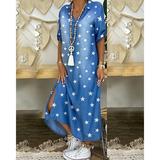 Women's plus size new printed ethnic style loose printed short-sleeved bohemian casual island style dress OLRIK ZCQZBK23