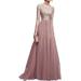 Winnereco Women Elegant Chiffon Dress Evening Formal Maxi Gown Dresses (Apricot L)