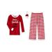 Infant & Toddler Girls Red White Striped Dear Santa 2 Pc Pajamas w/ Ornament