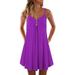 Summer Dress for Women Summer Pleated Mini Short Dress Girls Casual Loose Chic Holiday Beach Sun Dress